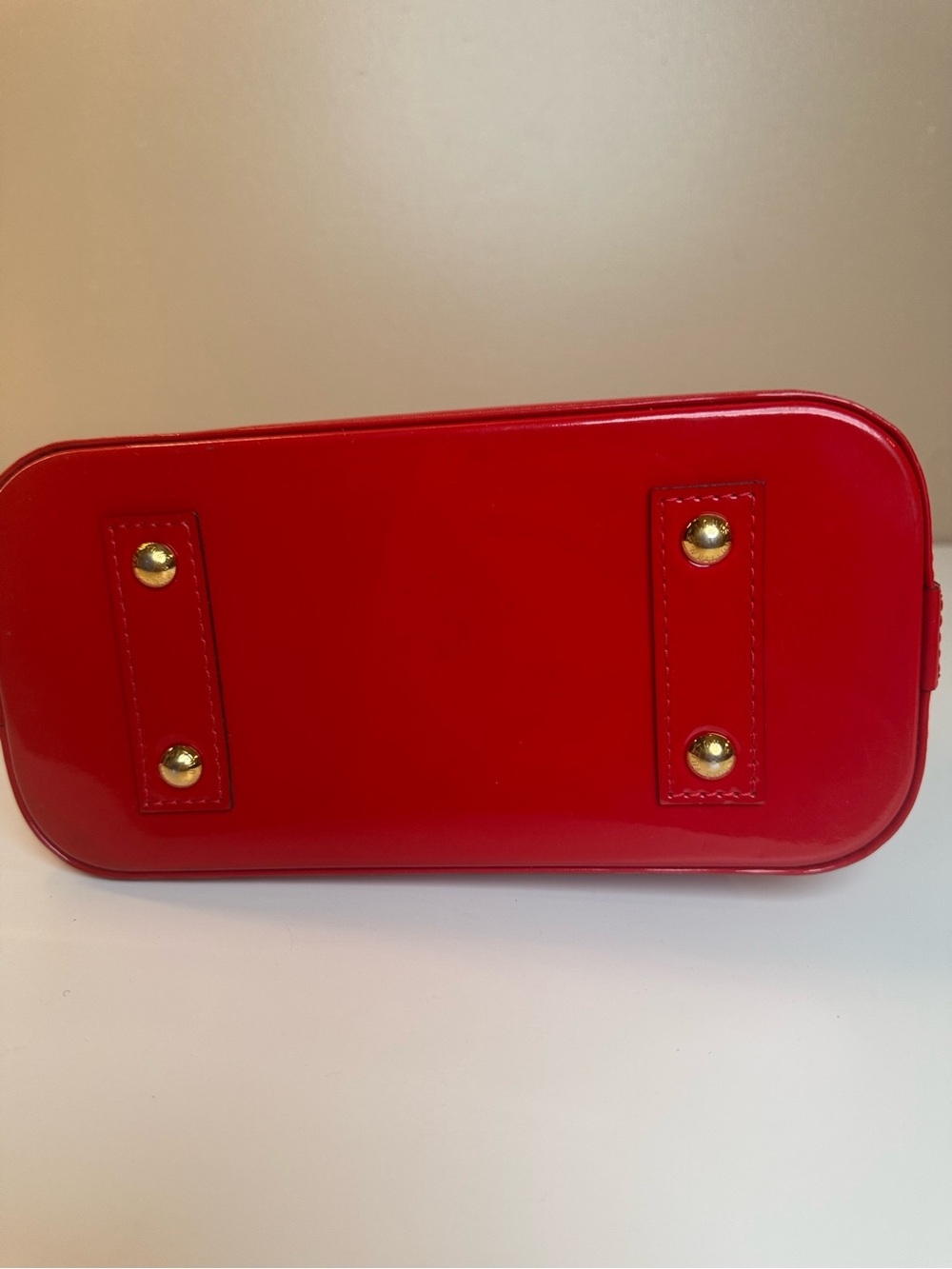 Louis Vuitton Red Patent Alma Satchel with Gold Hardware - Picture 8 of 10